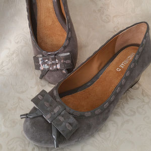 Michelle D Suede Shoes Grey 2-inch Wedge